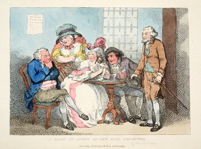 Eine Dame im Limbo oder jüdische Kaution abgelehnt, 1802 von Thomas Rowlandson